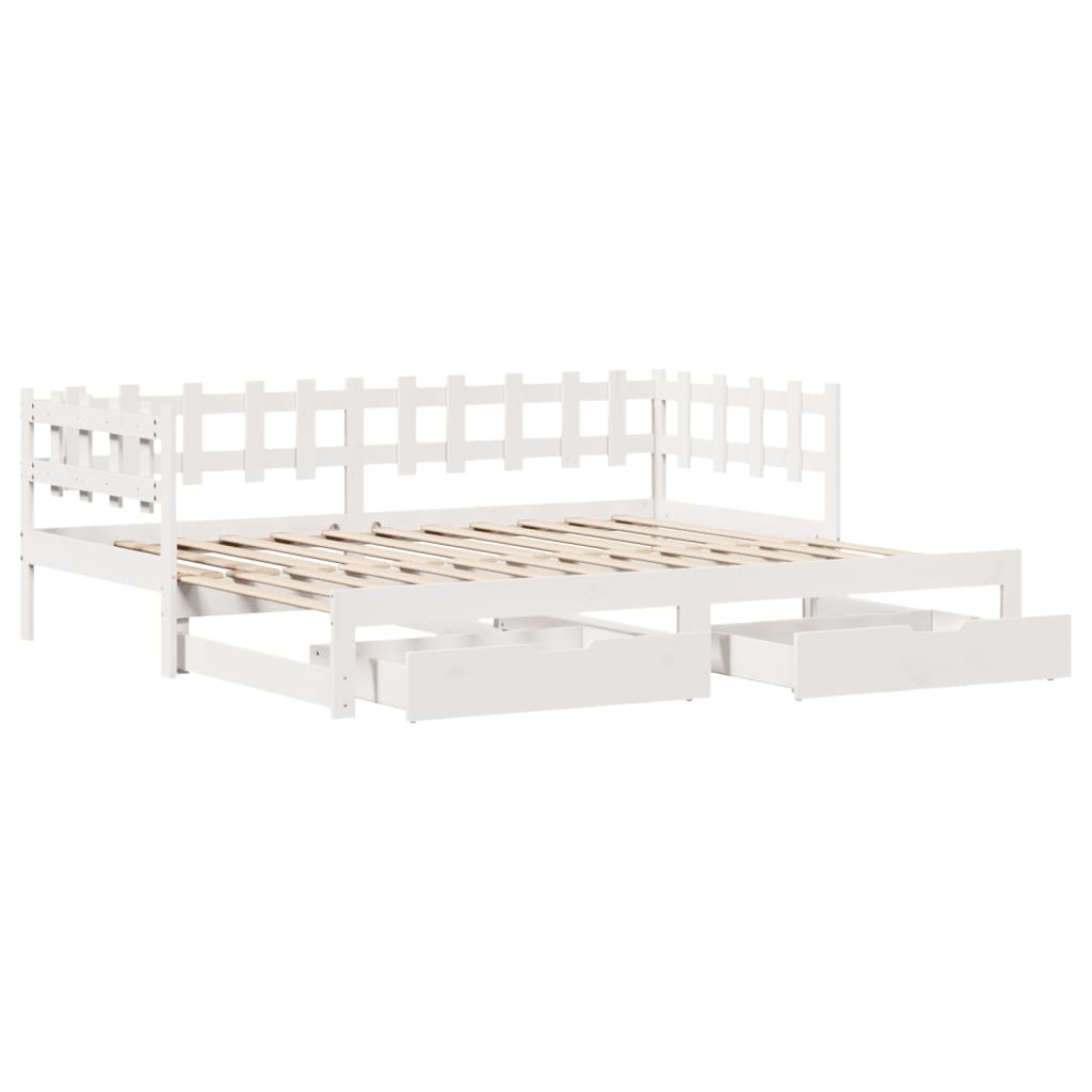 Dormeuse Letto Estraibile e Cassetti Bianco 90x190cm Legno Pino 3302254