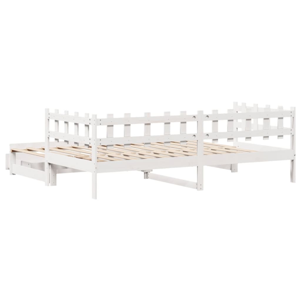 Dormeuse Letto Estraibile e Cassetti Bianco 90x190cm Legno Pino 3302254