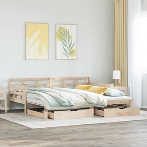 Dormeuse con Letto Estraibile e Cassetti 90x190cm Massello Pino 3302259