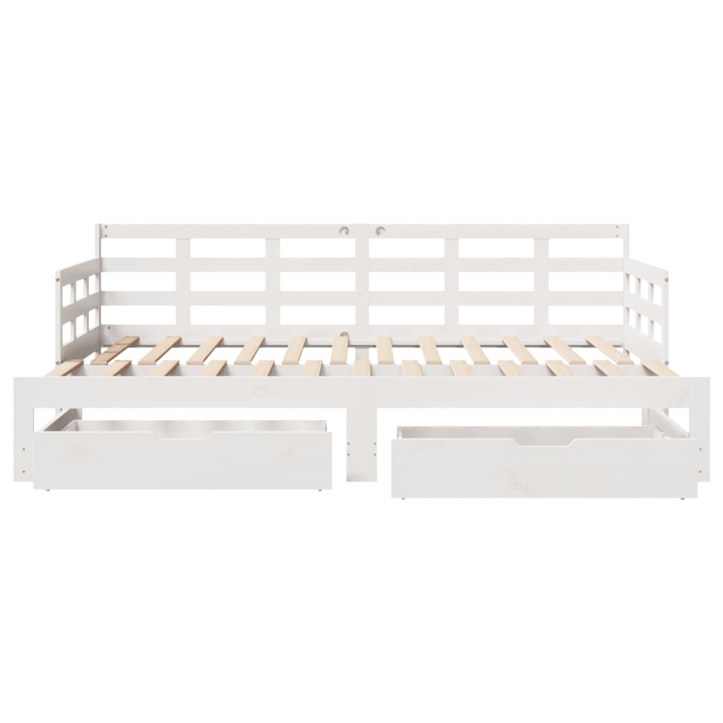 Dormeuse Letto Estraibile e Cassetti Bianco 90x190cm Legno Pino 3302260