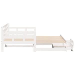 Dormeuse Letto Estraibile e Cassetti Bianco 90x190cm Legno Pino 3302260