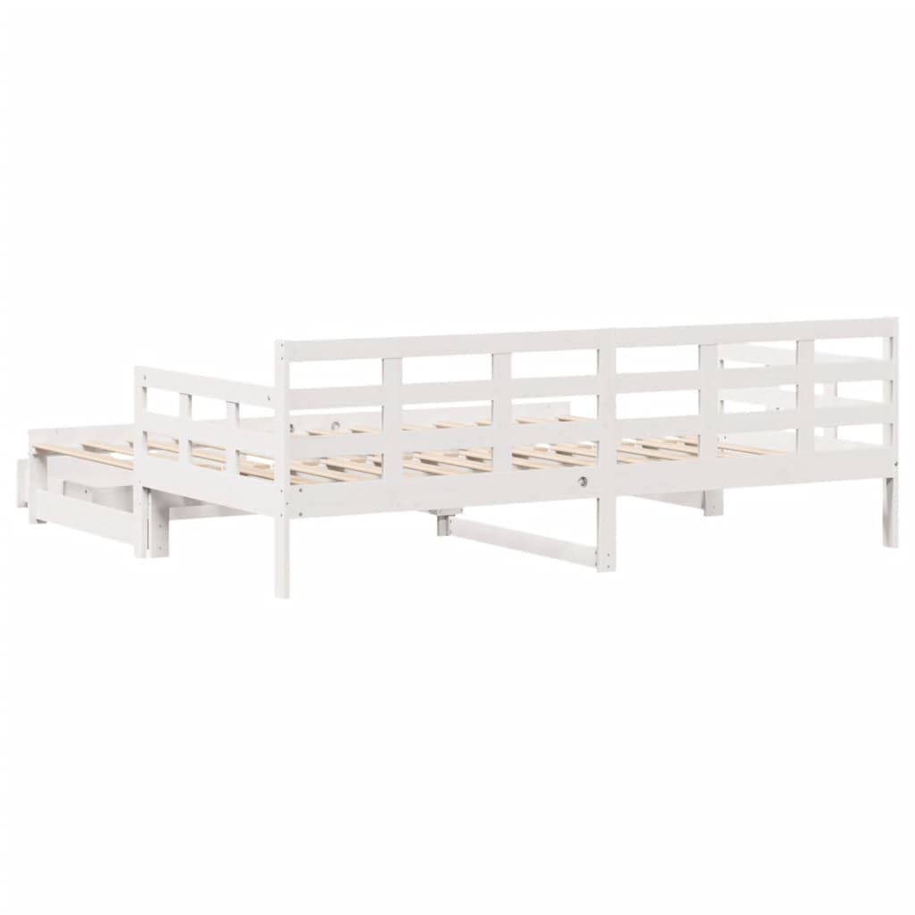 Dormeuse Letto Estraibile e Cassetti Bianco 90x190cm Legno Pino 3302260