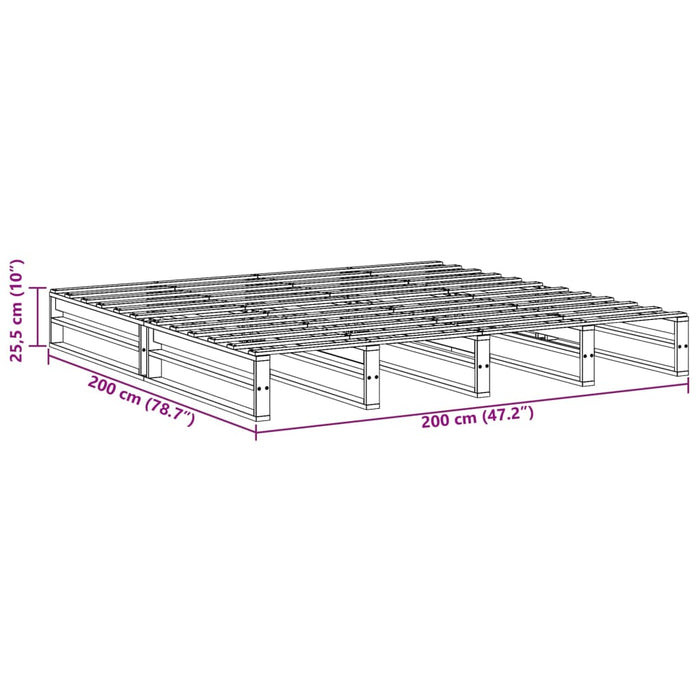 Letto senza Materasso Marrone Cera 200x200 cm in Legno di Pino 3302323