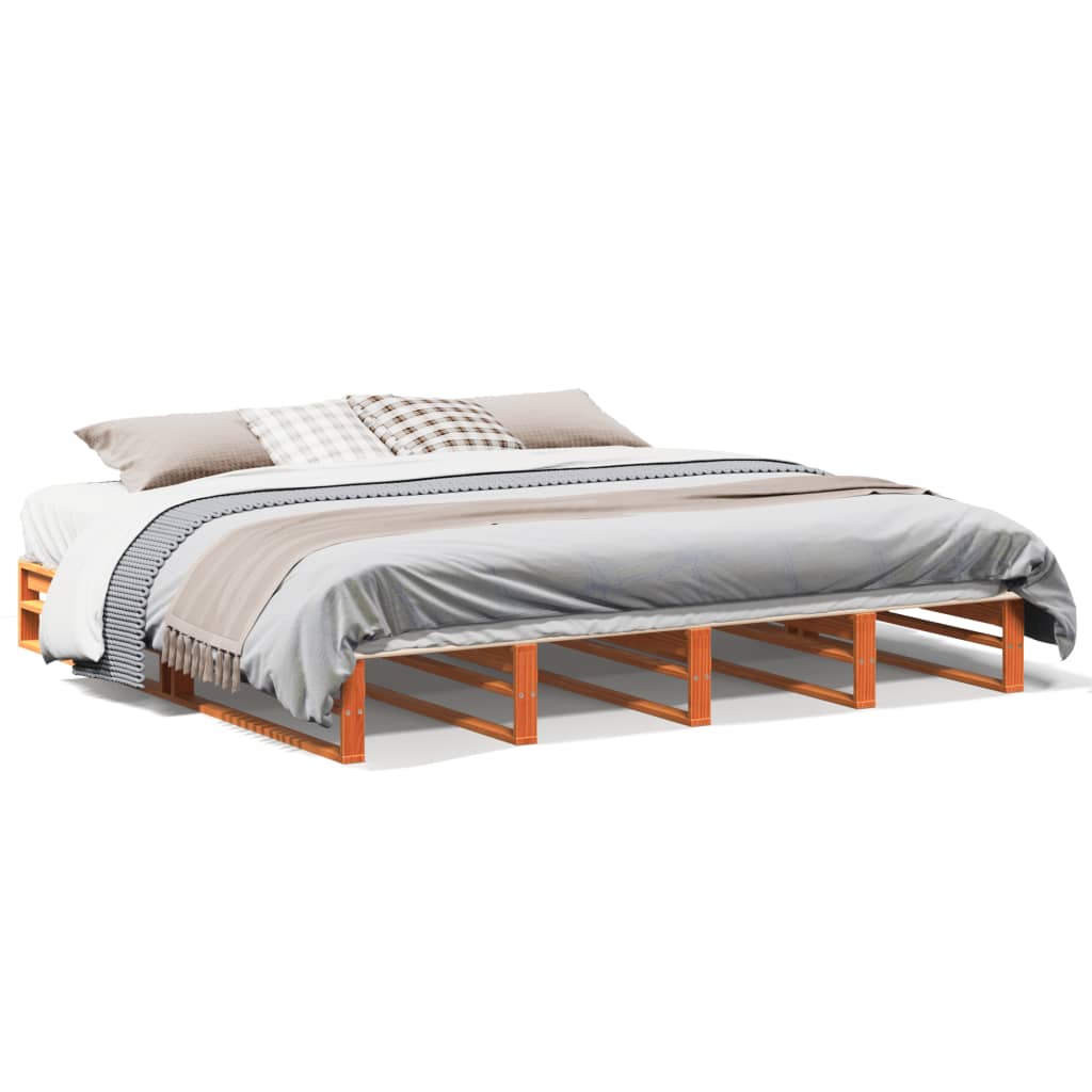 Letto senza Materasso Marrone Cera 200x200 cm in Legno di Pino 3302323