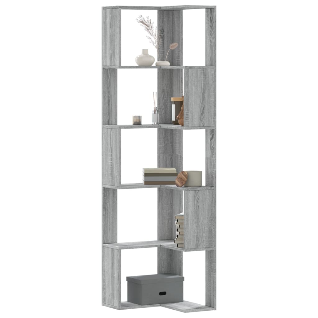 Libreria Angolare 5Ripiani Grigio Sonoma 50x50x179 cm Legno 852587