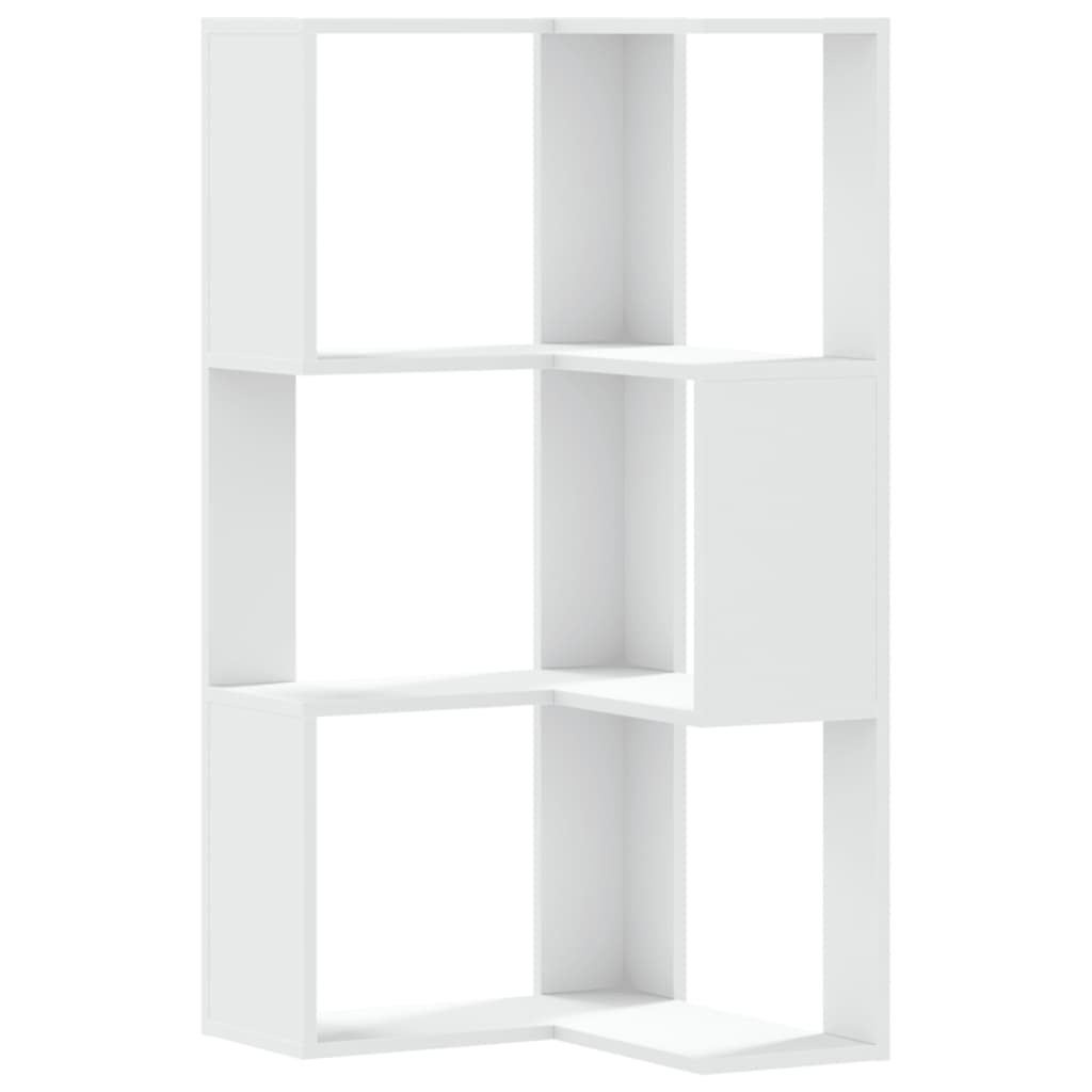 Libreria Angolare 3Ripiani Bianca 50x50x102cm Legno Multistrato 852591