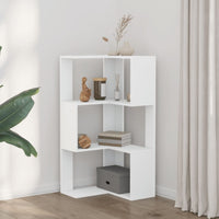 Libreria Angolare 3Ripiani Bianca 50x50x102cm Legno Multistrato 852591