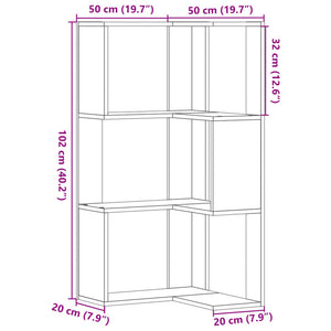 Libreria Angolare 3Ripiani Bianca 50x50x102cm Legno Multistrato 852591