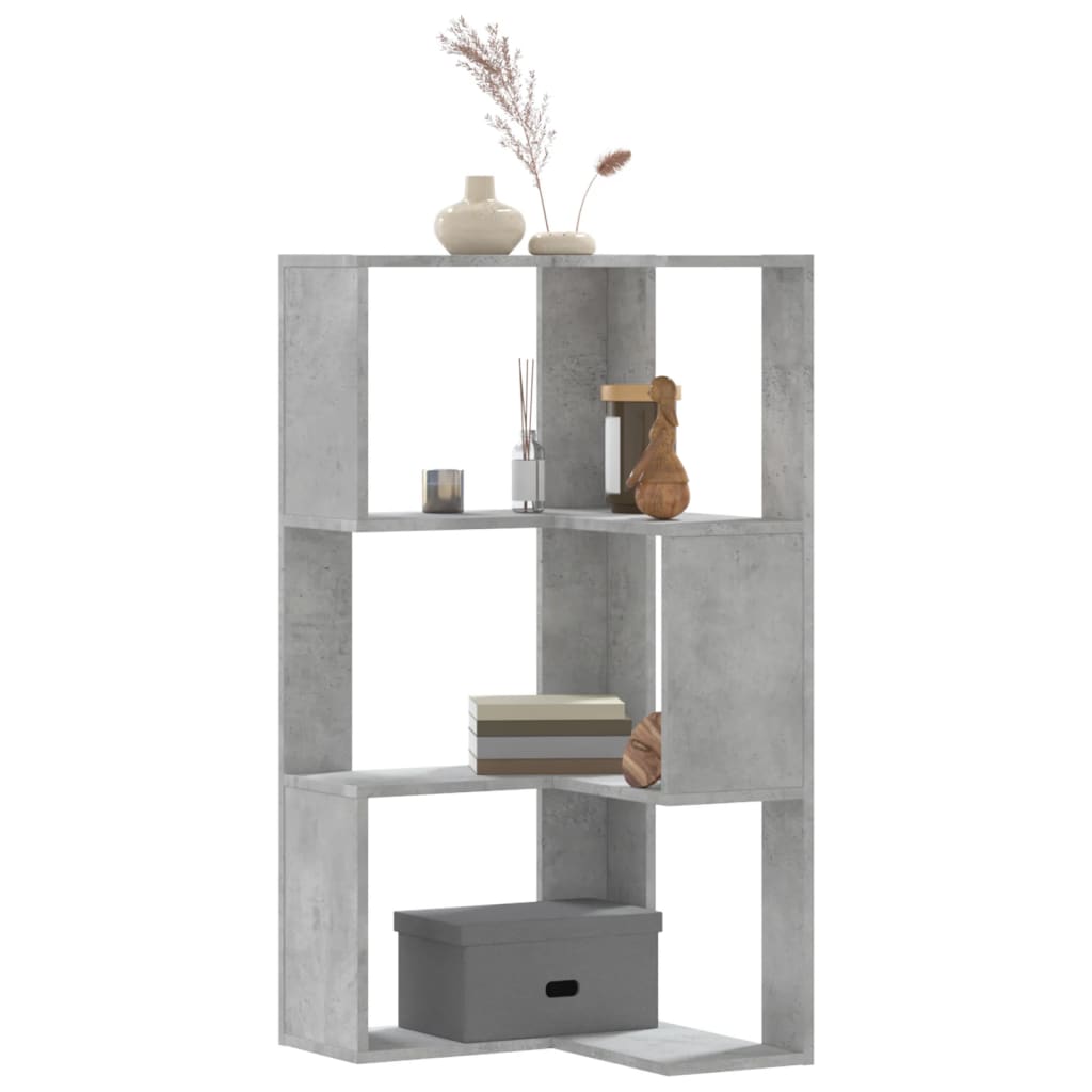 Libreria Angolare 3 Ripiani Grigio Cemento 50x50x102 cm Legno 852594