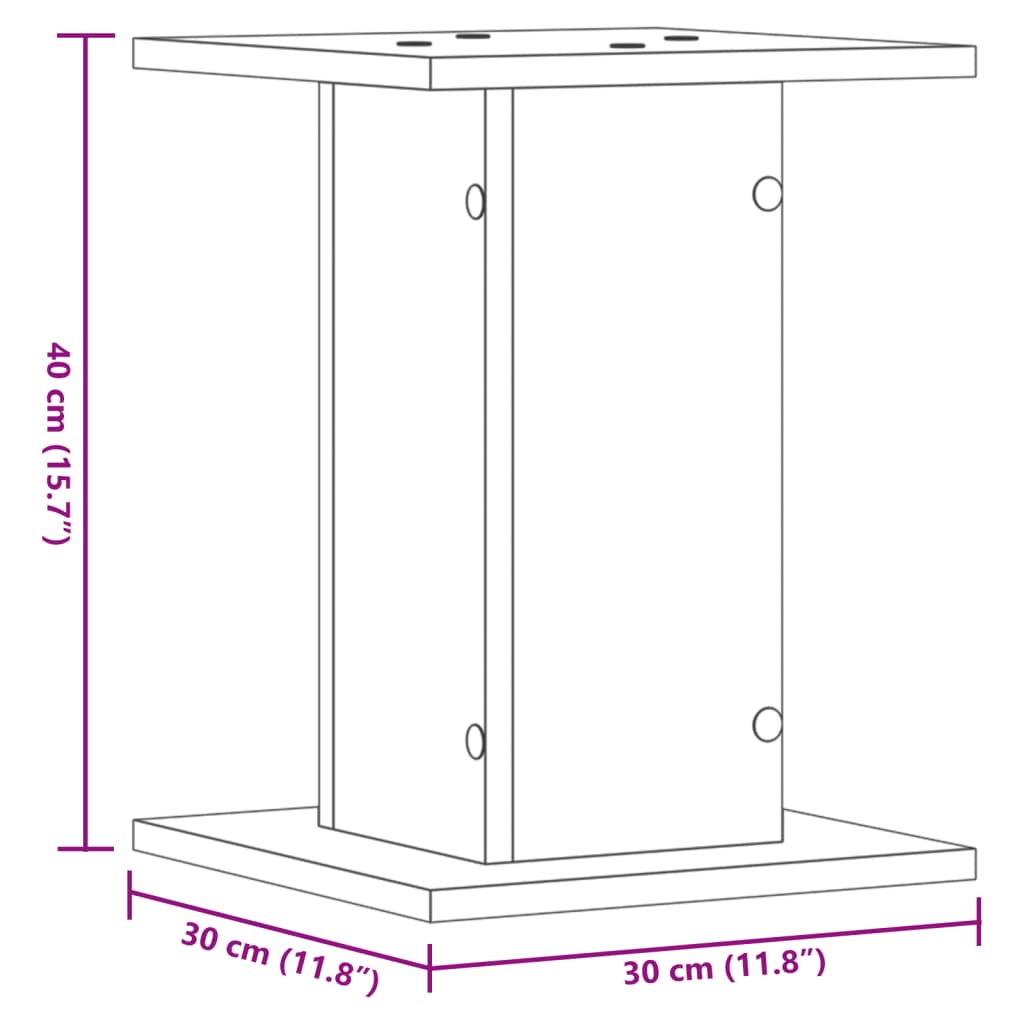 Supporti Altoparlanti 2 pz Neri 30x30x40cm in Legno Multistrato 852646