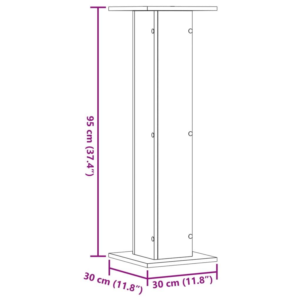 Supporti Altoparlanti 2 pz Bianchi 30x30x95cm Legno Multistrato 852672