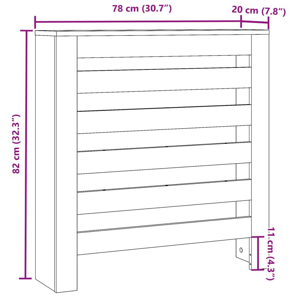 Copertura Termosifone Rovere Sonoma 78x20x82 Legno Multistrato 852683