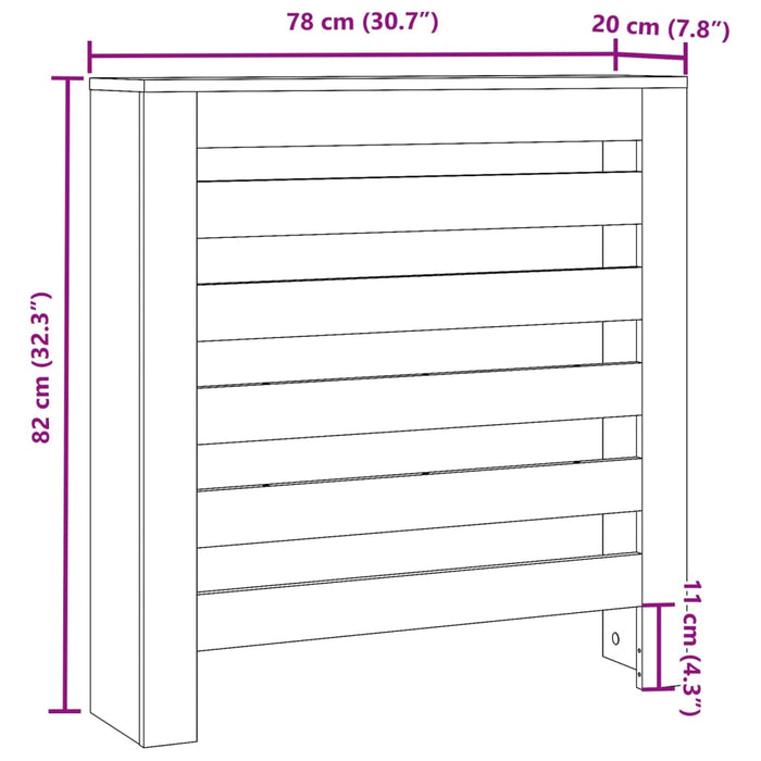 Copertura Termosifone Rovere Fumo 78x20x82 cm Legno Multistrato 852685