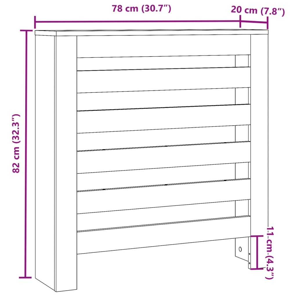 Copertura Termosifone Grigio Sonoma 78x20x82 Legno Multistrato 852686