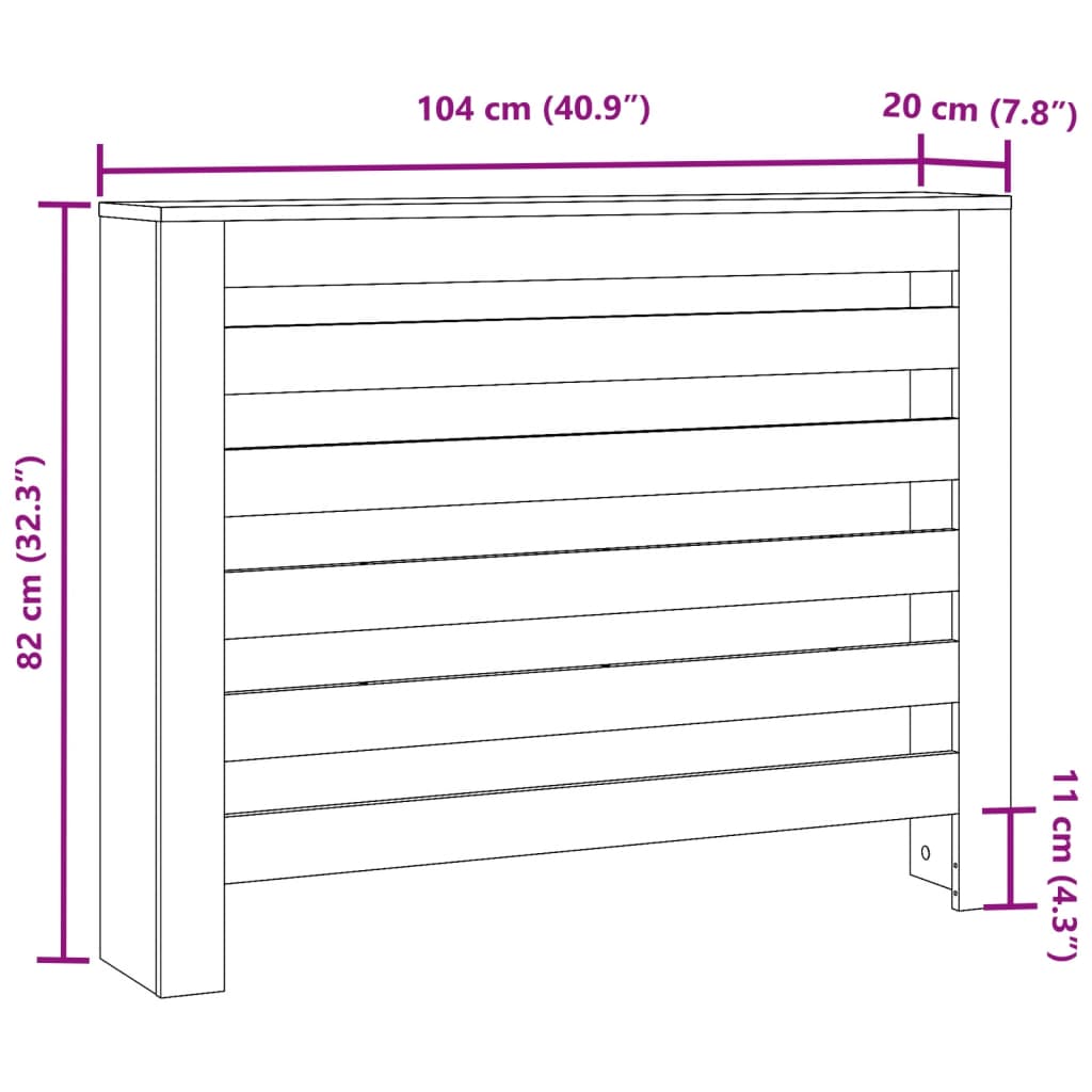 Copertura Termosifone Bianca 104x20x82 cm in Legno Multistrato 852690