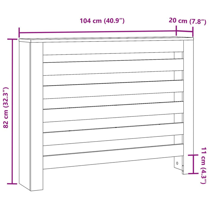 Copertura Termosifone Nera 104x20x82 cm Legno Multistrato 852691