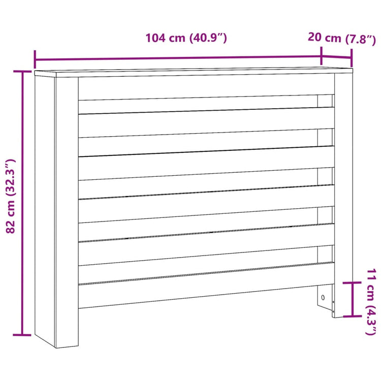 Copertura Termosifone Rovere Sonoma 104x20x82 Legno Multistrato 852692