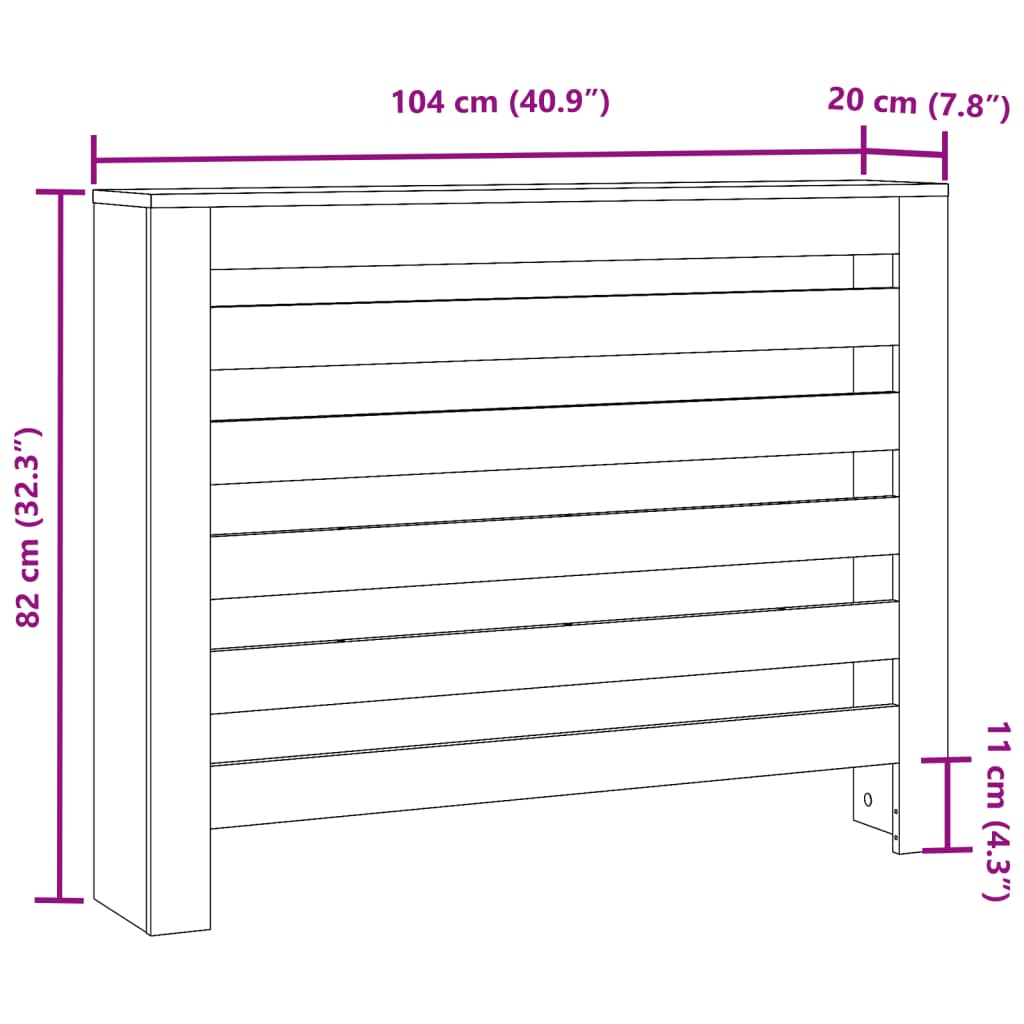 Copertura Termosifone Rovere Fumo 104x20x82cm Legno Multistrato 852694