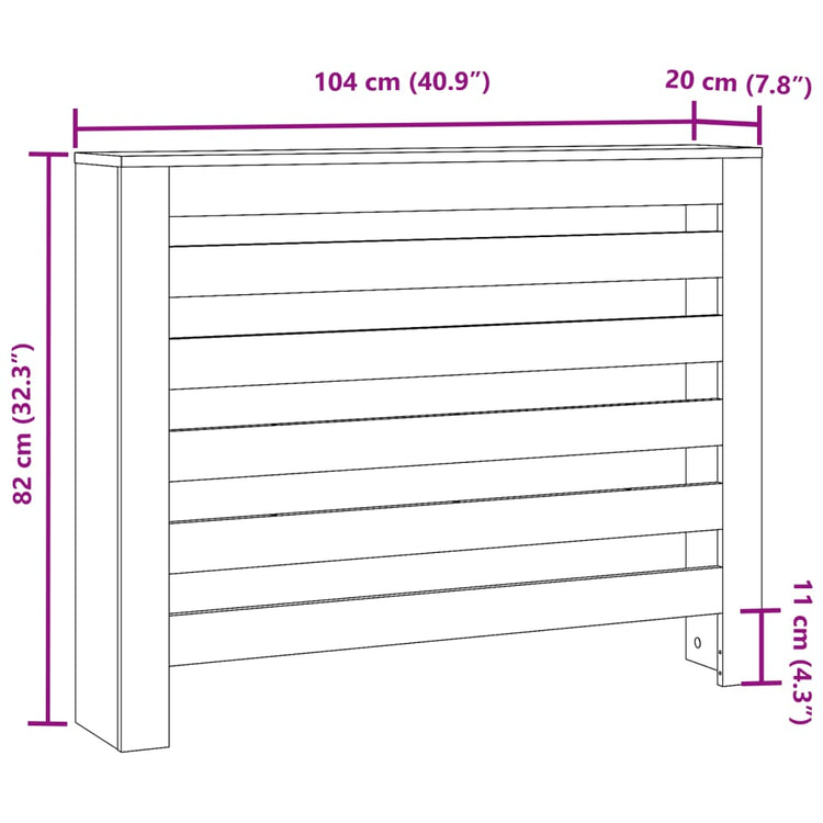 Copertura Termosifone Rovere 104x20x82 cm in Legno Multistrato 852698