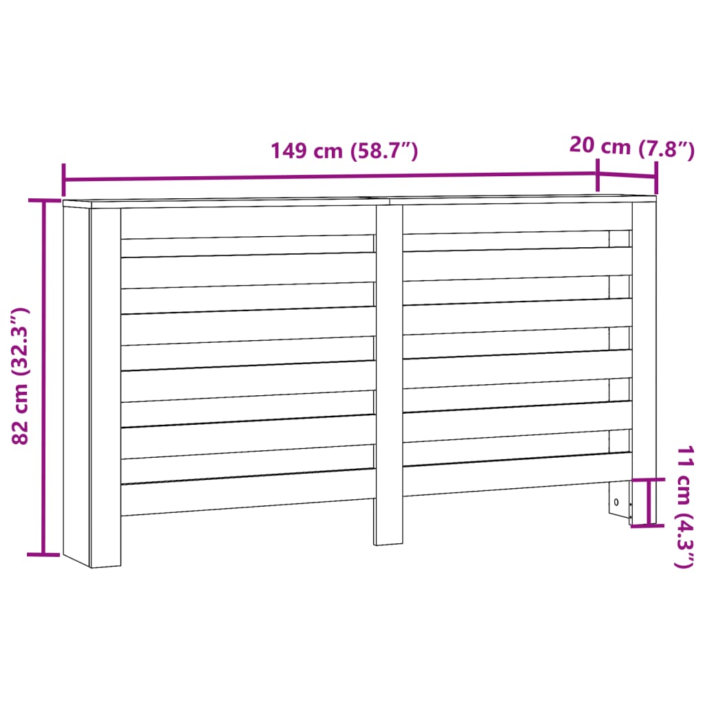 Copertura Termosifone Bianca 149x20x82 cm Legno Multistrato 852699