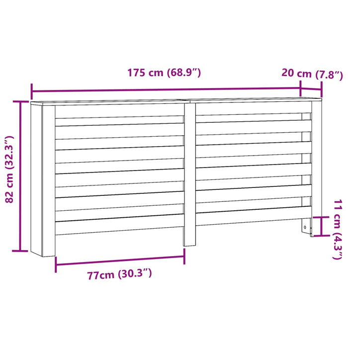 Copertura Termosifone Bianca 175x20x82 cm in Legno Multistrato 852708