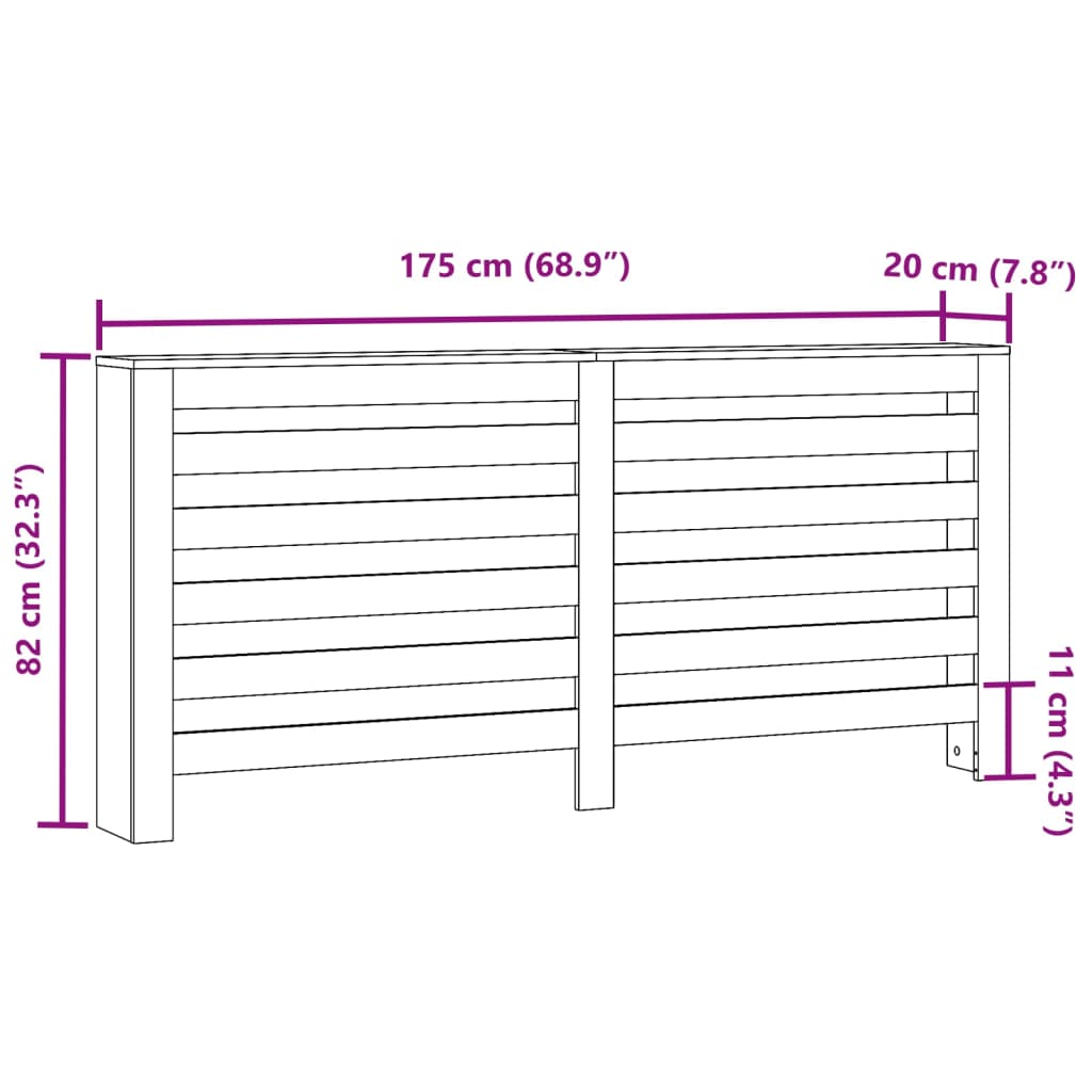 Copertura Termosifone Rovere 175x20x82 cm in Legno Multistrato 852710