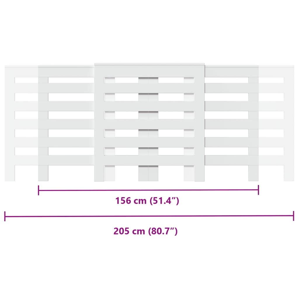 Copertura Termosifone Bianca 205x21,5x83,5 cm Legno Multistrato 852717