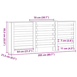 Copertura Termosifone Nera 205x21,5x83,5 cm Legno Multistrato 852718