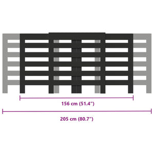 Copertura Termosifone Nera 205x21,5x83,5 cm Legno Multistrato 852718