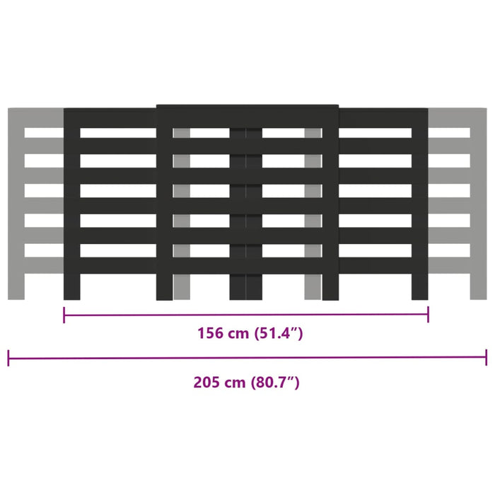 Copertura Termosifone Nera 205x21,5x83,5 cm Legno Multistrato 852718