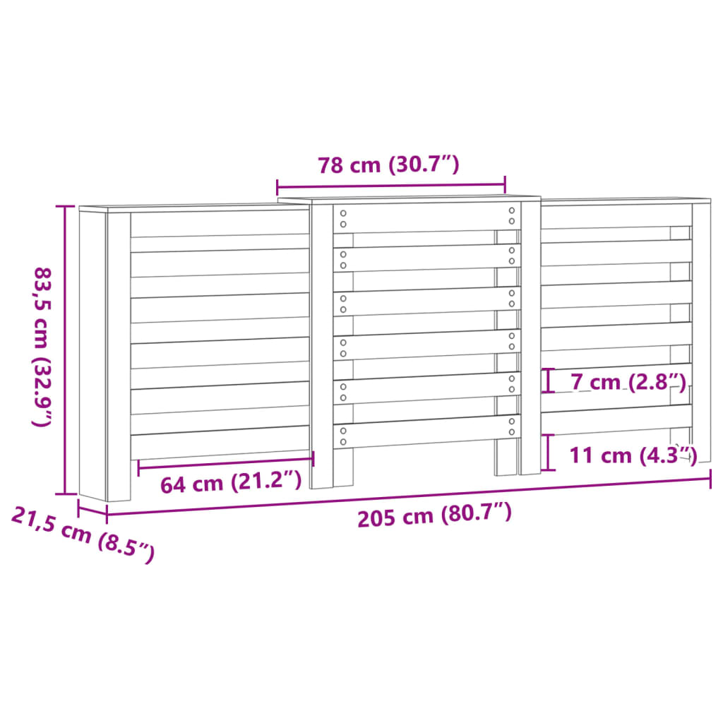 Copertura Termosifone Rovere Sonoma 205x21,5x83,5cm Multistrato 852719