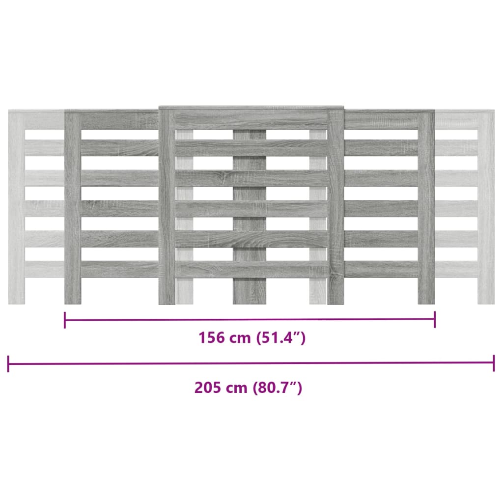 Copertura Termosifone Grigio Sonoma 205x21,5x83,5cm Multistrato 852722