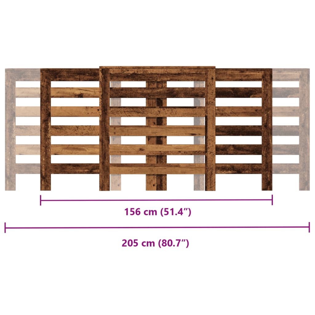 Copertura Termosifone Legno Antico 205x21,5x83,5 cm Multistrato 852724