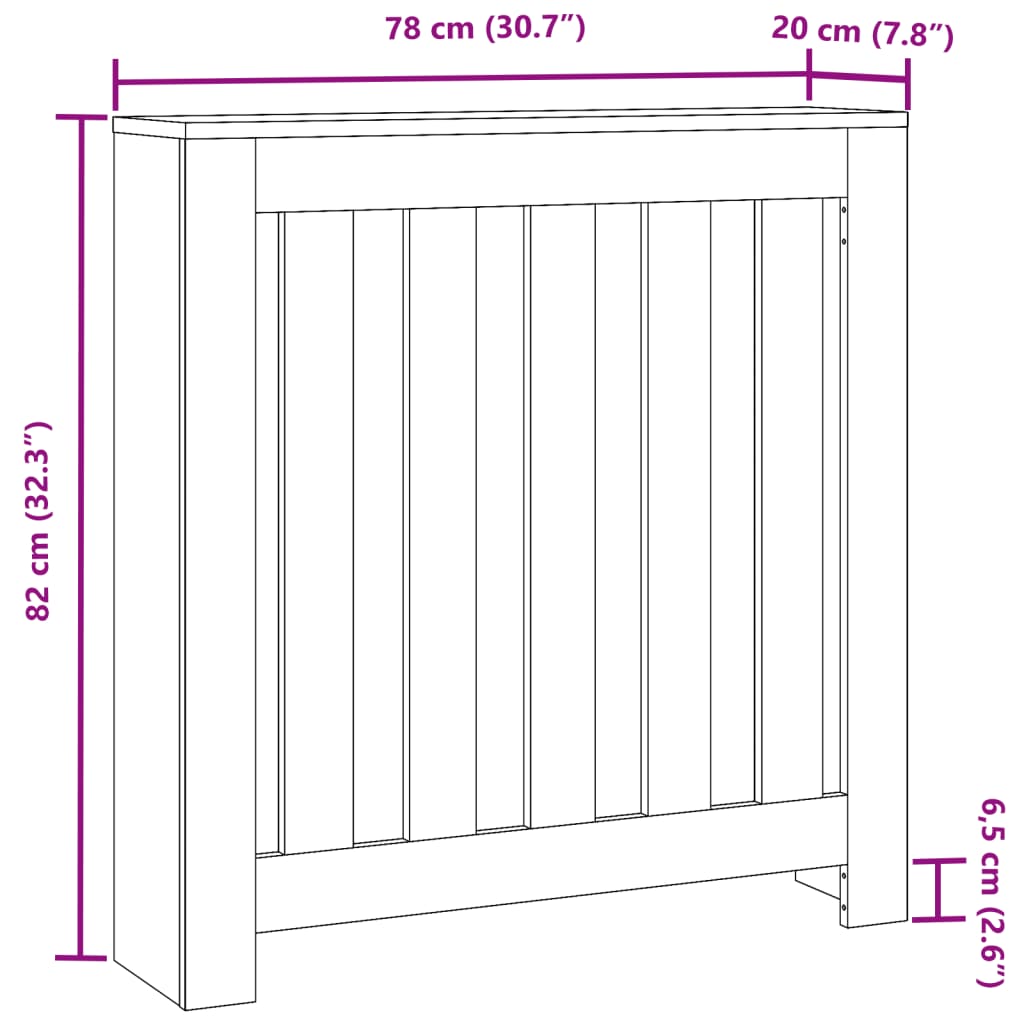 Copertura Termosifone Nera 78x20x82 cm Legno Multistrato 852727