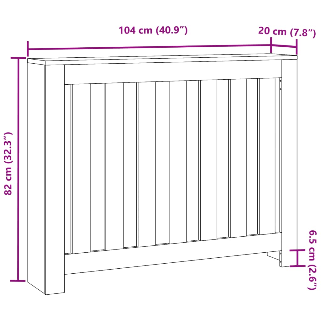 Copertura Termosifone Rovere Sonoma 104x20x82 Legno Multistrato 852737