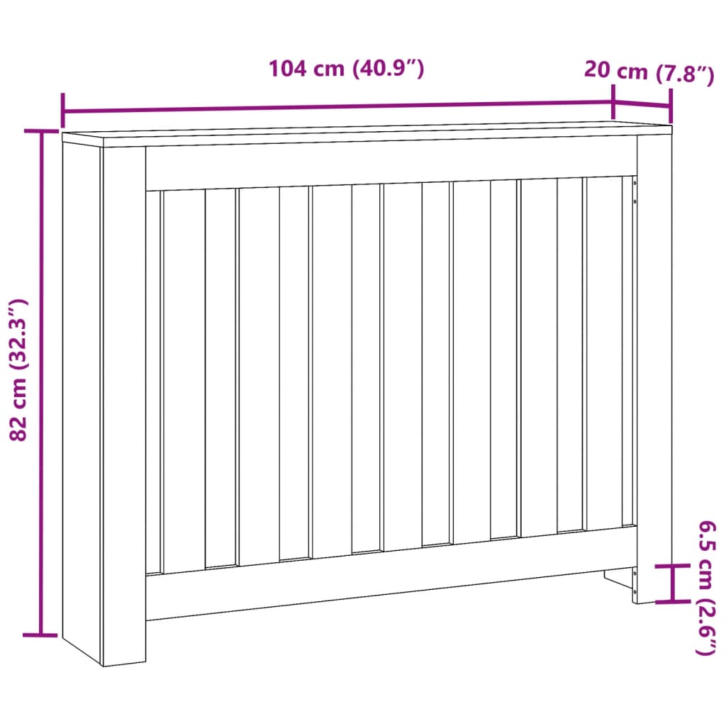 Copertura Termosifone Grigio Sonoma 104x20x82 Legno Multistrato 852740