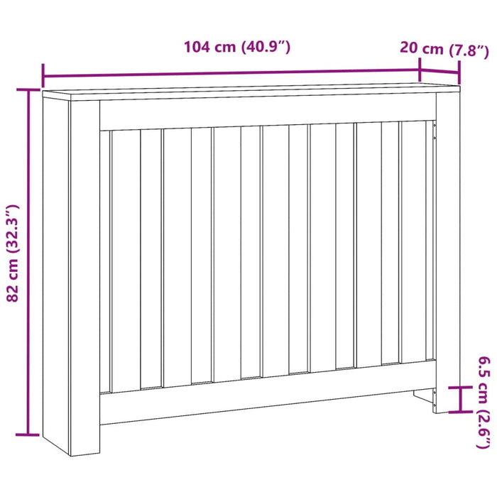 Copertura Termosifone Grigio Sonoma 104x20x82 Legno Multistrato 852740