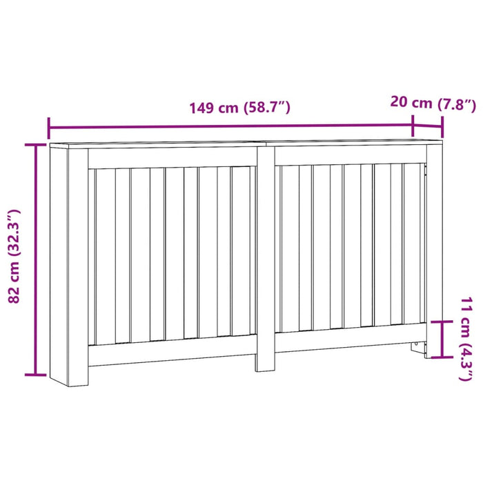 Copertura Termosifone Bianca 149x20x82 cm Legno Multistrato 852744