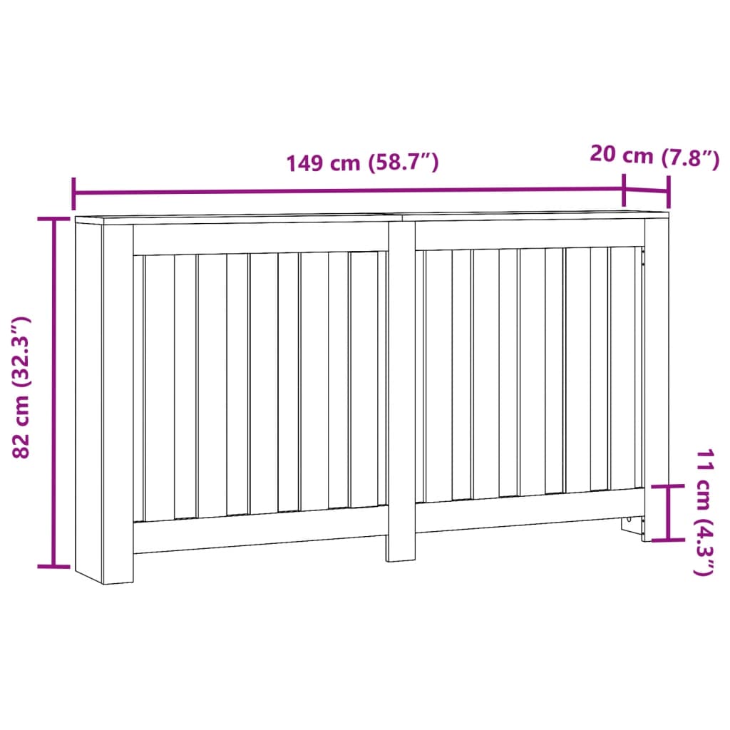 Copertura Termosifone Nera 149x20x82 cm Legno Multistrato 852745