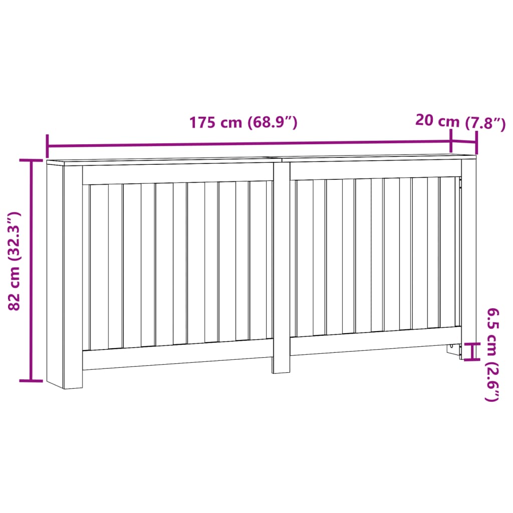 Copertura Termosifone Bianca 175x20x82 cm in Legno Multistrato 852753