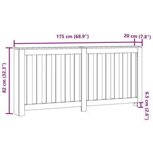 Copertura Termosifone Nera 175x20x82 cm in Legno Multistrato 852754