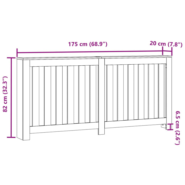 Copertura Termosifone Grigio Cemento 175x20x82cm in Multistrato 852756