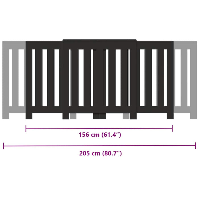 Copertura Termosifone Nera 205x21,5x83,5 cm Legno Multistrato 852763