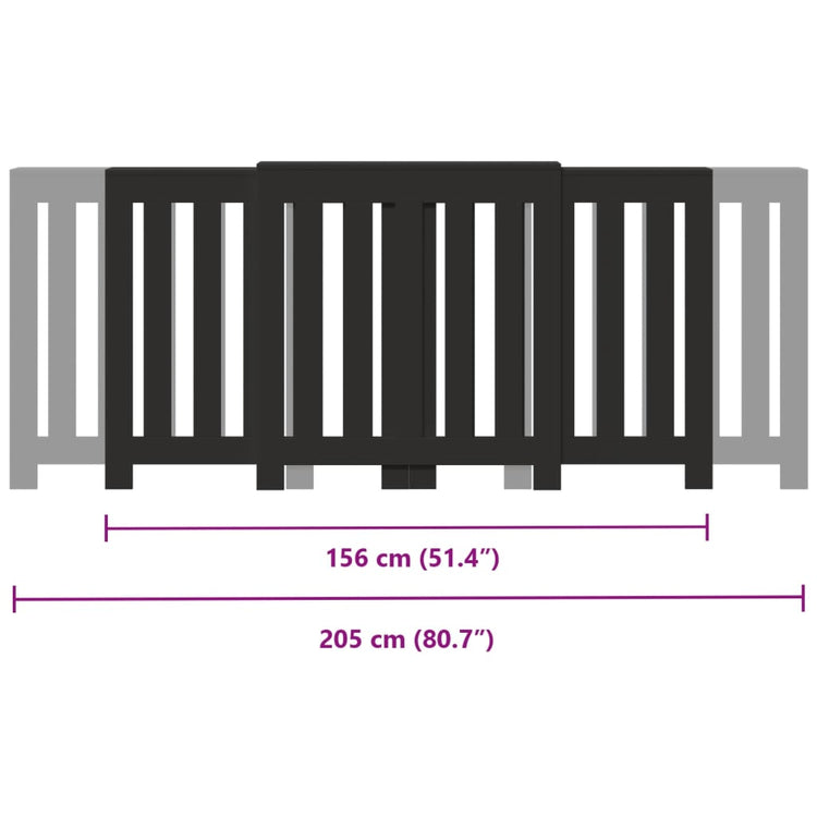 Copertura Termosifone Nera 205x21,5x83,5 cm Legno Multistrato 852763