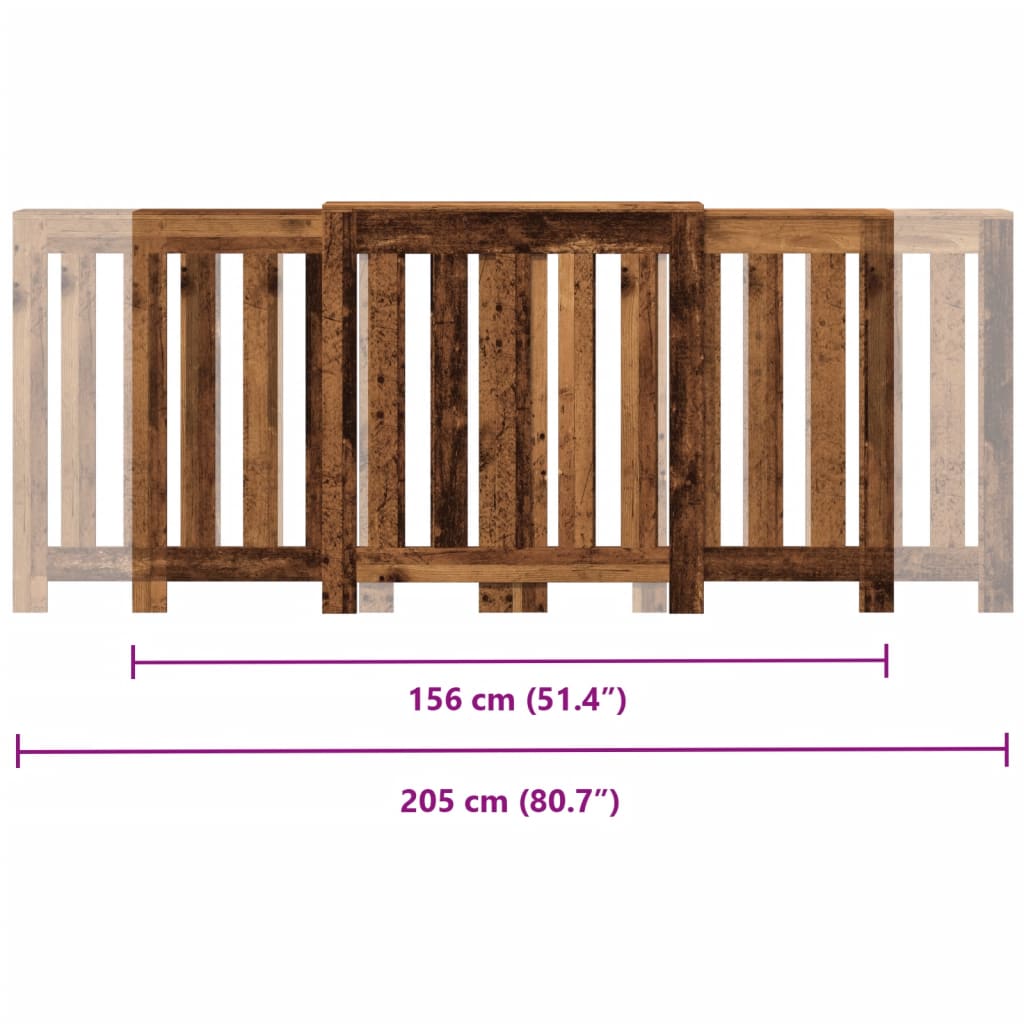 Copertura Termosifone Legno Antico 205x21,5x83,5 cm Multistrato 852769