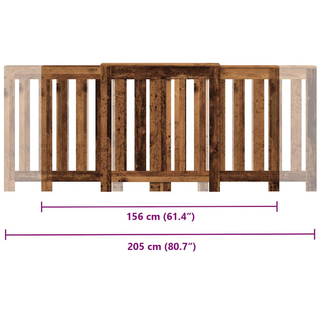 Copertura Termosifone Legno Antico 205x21,5x83,5 cm Multistrato 852769