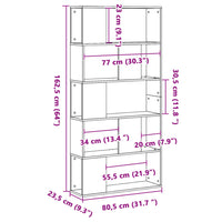 Libreria 5 Ripiani Rovere Sonoma 80,5x23,5x162,5cm Multistrato 852773