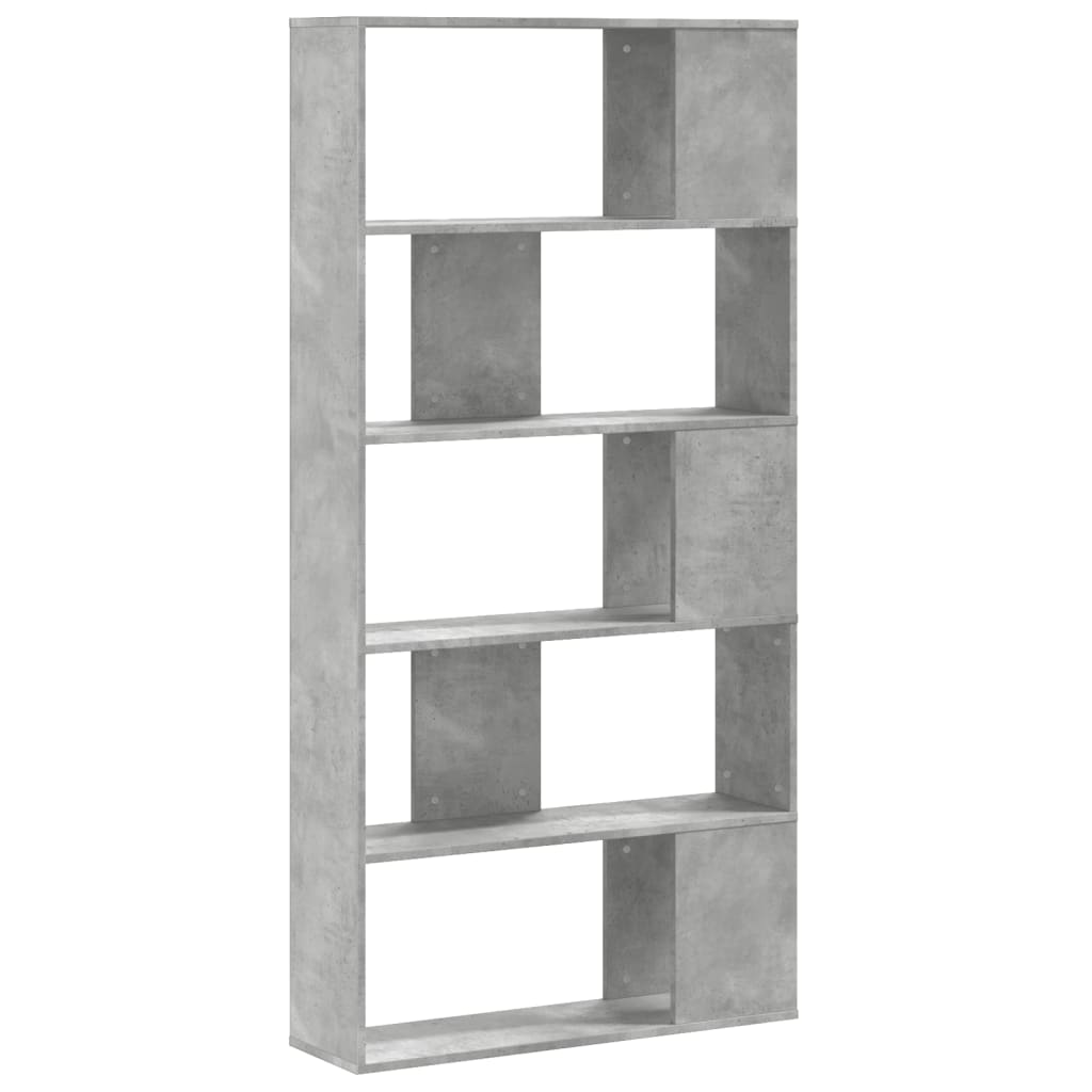 Libreria 5 Ripiani Grigio Cemento 80,5x23,5x162,5cm Multistrato 852774