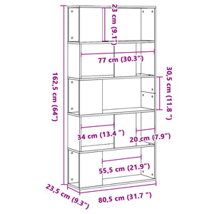 Libreria 5 Ripiani Grigio Cemento 80,5x23,5x162,5cm Multistrato 852774