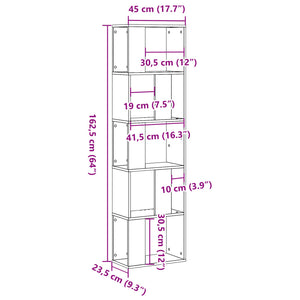 Libreria 5 Ripiani Legno Vecchio 45x23,5x162,5cm Multistrato 852787